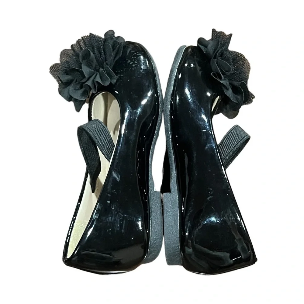 Children’s Place Black Patent Bow Ballet Flats Size 4 Baby Girl